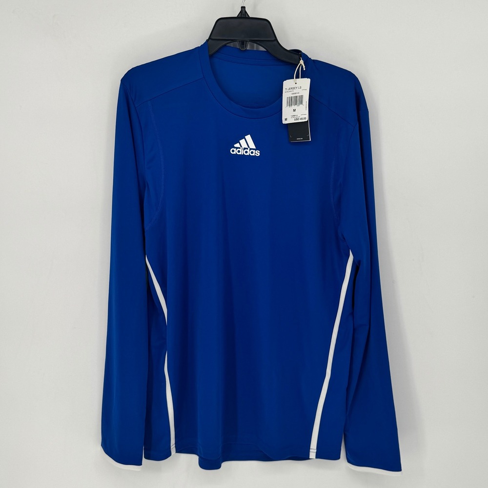 Adidas TI Jersey LS Long Sleeve Training Shirt Royal Blue White HT7342 Mens M